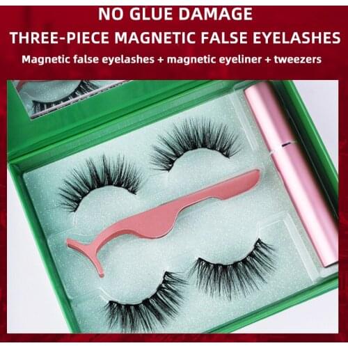 2 Pairs Of 3D Magnetic Eyelashes Eyeliner Liquid False Eyelashes Set Magnet Eyelashes Makeup Tools & Accessories