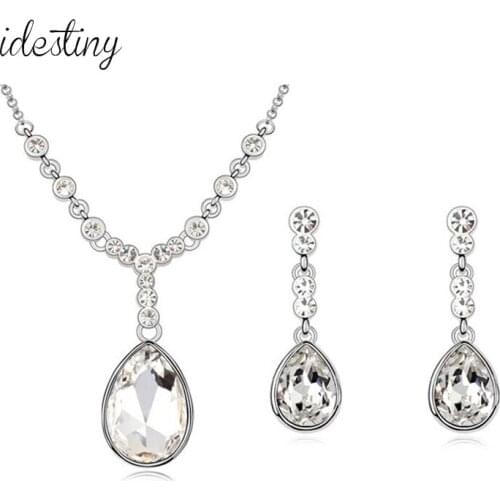 Fashion Teardrop Wedding Jewellery Set Bridal Jewelry made with Austrian Crystal for Women Party Bijoux Accessory Best Girl Gift