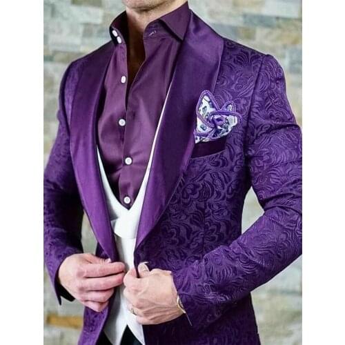 Custom Made Men Suits One Button Groom Tuxedos Shawl Satin Lapel Groomsmen Wedding Best Man ( Jacket+Pants+Vest+Tie ) C945