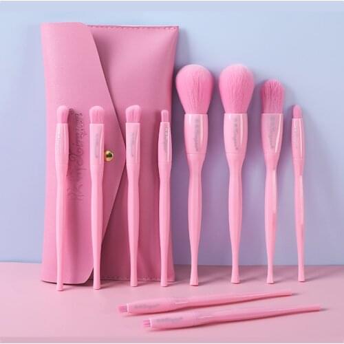Candy Color Makeup Brushes Set With Bag Eyeshadow Powder Plastic Handle Concealer Cosmetics Eyebrow Beauty Eyelash Tools