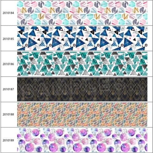 New Geometric Stitching Pattern Printed 5 Yards 25mm/38mm/50mm/75mm Grosgrain/Satin Ribbon for Bow Cap DIY Accessories