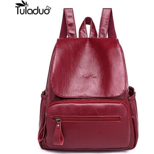 2020 New Fashion Backpacks for Teenage Girls Womens PU Leather Backpack School Bag Casual Vintage Travel Minimalist Backpack