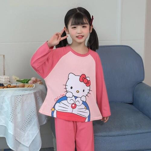 9 Style 2021 New Pure Cotton Spring Parent-Child Pajamas for Mother Girls Cute Japan Cartoon Home Wear Kid Pyjamas Long Sleeve