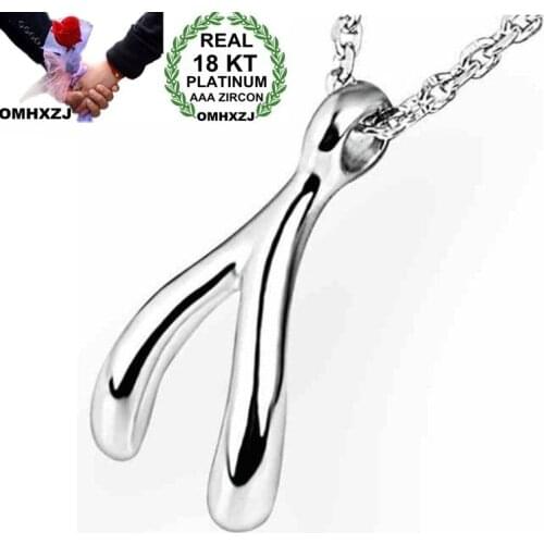 OMHXZJ Wholesale European Fashion Woman Man Party Wedding Gift White Geometric 18KT White Gold Necklace Pendant Charm CA243