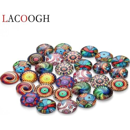 Wholesale 30pcs Mixed Styles Dome Round Flatback Flower Photo 12mm Glass Cabochons fit Bracelets Necklaces DIY Jewelry Making
