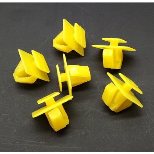 Plastic Yellow Bumper Fender Fasteners Clips Push Rivet Trim Set 50pcs Rocker Molding For Hyundai 87758-35000 Santa
