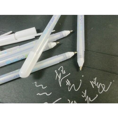 48 pcs/1 set 0.8MM White Ink Color Photo Album Gel Pens Stationery Office Learning Cute Pen Unisex Pen Gift for Kids
