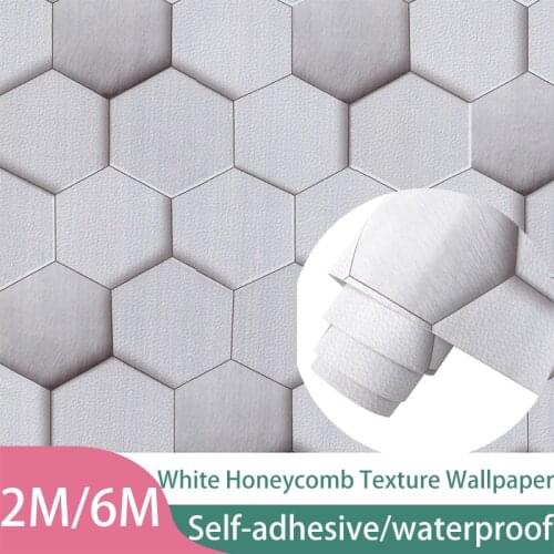 Peel and Stick Geometric Honeycomb Pattern Wallpaper Vinyl Self Adhesive Wall Paper Design For Walls Bathroom Bedroom Home Decor