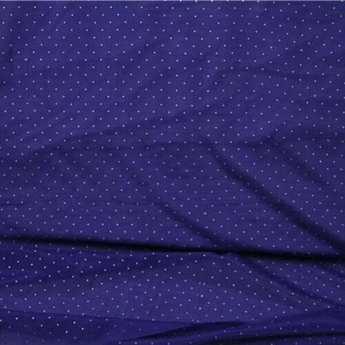 Silver spots design on deep blue background silk cotton fabric polka dot,SCT394