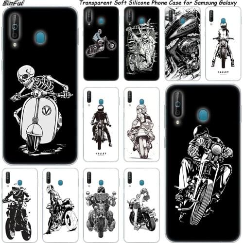Hot Cartoon Cool Biker motorcycle Silicone Case For Samsung Galaxy A80 A70 A60 A50 A40 A40S A30 A20E A2CORE M40 M30 M20 Note 9 8