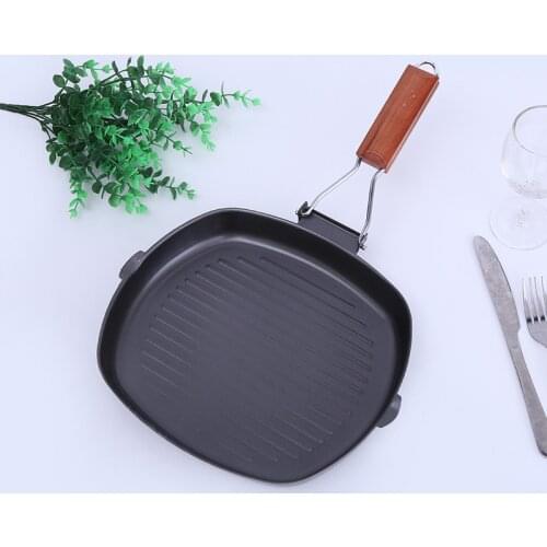Grill Pan with Folding Handle Nonstick Grill Pan for Stove Tops, Induction Compatible BBQ Steak Grill Pan with Pour Spouts