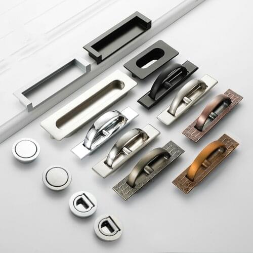 Tatami Hidden Door Handles Zinc Alloy Recessed Flush Pull Cover Floor Cabinet Handle Black Bronze Furniture Handle Hardware