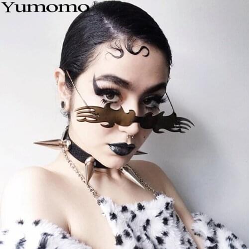 Oversized Rimless Sunglasses Women Men 2020 Retro Steampunk Sunglasses female Punk Sunglasses Brand Designer Eyewear UV400