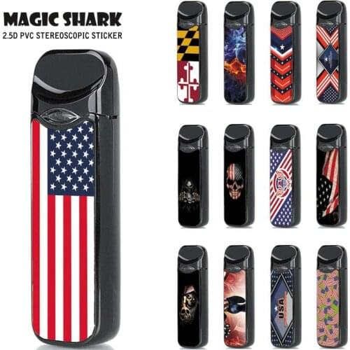 Magic Shark 2.5D Stereo Film American Flag Stylish E Cigarette PVC Skin For Smok Nord Sticker Case Cover 021-043