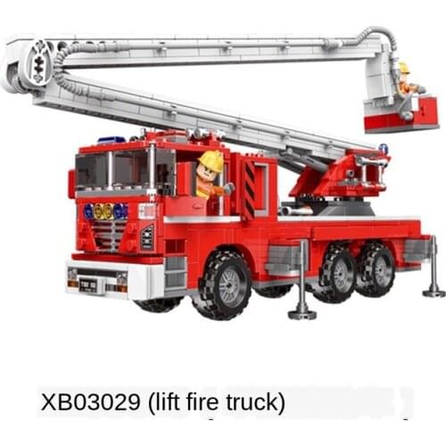 Building Block Fire Truck Model Set Fire Engine Minifigures Scaled Down Miniature Toys for Boys Girls Children Kid Action Figure