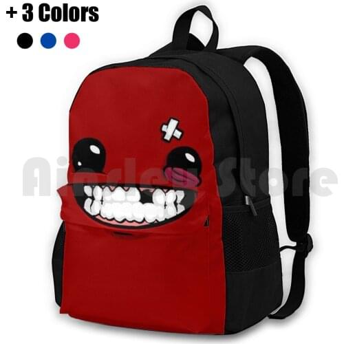 Supermeatboylogo Outdoor Hiking Backpack Riding Climbing Sports Bag Super Meat Boy Logo Game Cool Hot New Fresh Red Sexy Smile