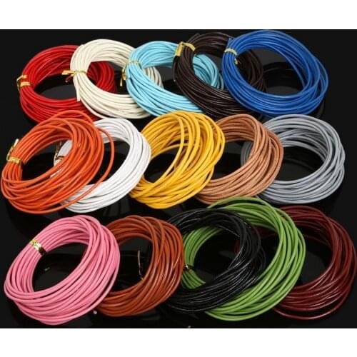 Jewelry Cord 2mm Genuine Leather Rope String Cord 5m/Lot Mix Color Beading Cord for Bracelet & Necklace Jewelry Craft Making