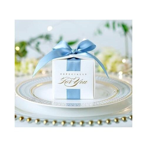 Upscale Wedding Favors Gift Box Candy Boxes for Christening Baby Shower Birthday Event Party Supplies Wrap Holders with Ribbon