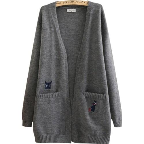 Spring New Large Size Women Sweater Coat 2019 Autumn Winter Medium Long Loose Wild Cardigan Slim Fashion Knitwear Female 4XL