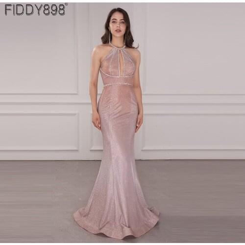 New Custom Mermaid Evening Dresses Long Shimmer Fabric Gardient Color Formal Gowns 2021 Beaded Women Party Wear Abiti Da Cerimon