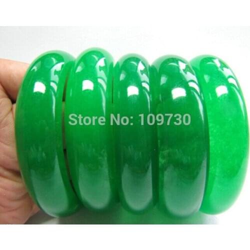001522 5PCS PERFECT CHINESE BRIGHT GREEN JADE (JADEITE) BANGLE /BRACELET (A0502)
