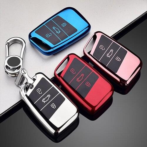 1x Soft TPU Car Key Remote Cover Case Shell For Volkswagen VW Tiguan MK2 Magotan Passat B8 CC 2017 2018 For Skoda Superb A7
