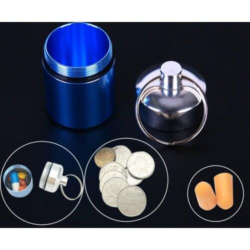 1PCS Mini Metal Waterproof Alloy Pill Box Case Bottle Drug Holder Container Keychain Medicine Box Health Care For Travel