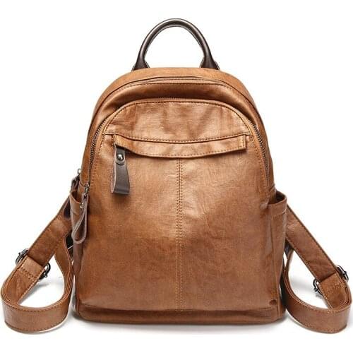 2020 Fashion Women Backpacks Leather Backpack Shoulder Bags Daypack For Women Female Rucksack Feminine Mochila Vintage C1135