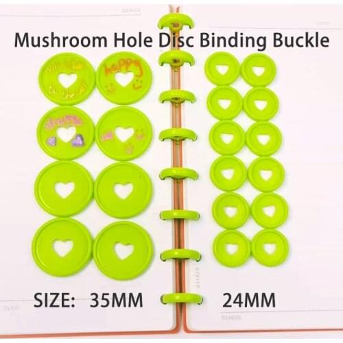 24pcs Heart Binder Discs Ring Mushroom Hole Loose Leaf Rings Binding Disc Plastic Buckle DIY Binder Notebook Scrapbook Accessory