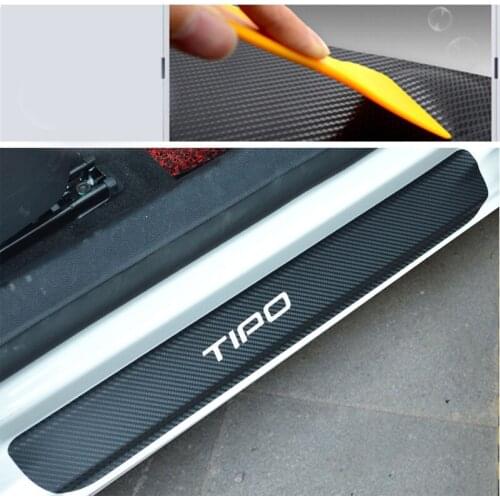 4Pcs Car Door Sill Protector Sticker Carbon Fiber Vinyl Sticker For Fiat TIPO Fiat TIPO Station Wagon