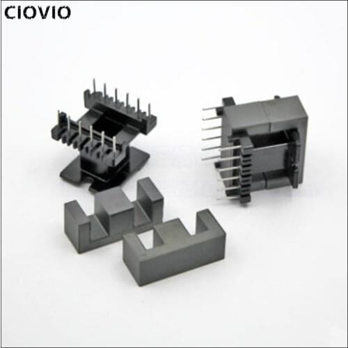 CIOVIO 5sets/lot EE33 Ferrite Magnetic Core and 6 Pins + 6 Pins Plastic Bobbin Customize High Frequency Voltage Transformer