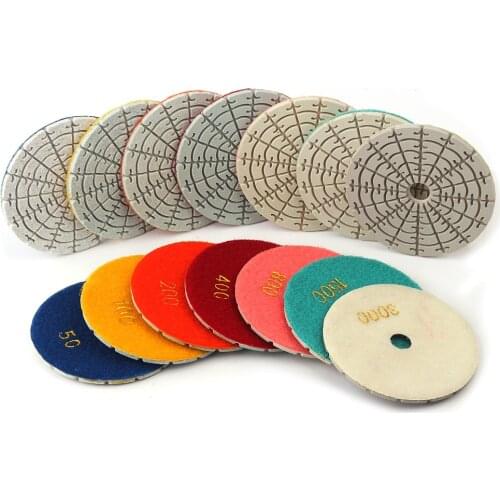 7 Pcs/Lot 4" Dry Polishing Pads Diamond Polishing Disc 100mm Granite Wet Polishing Pads Concrete Marble Granite Stone Polish