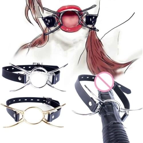 BDSM Head Harness,Stainless Steel Open Mouth/Ring/Spider Gag,SM Bondage Gear,Sex Toys For Couples