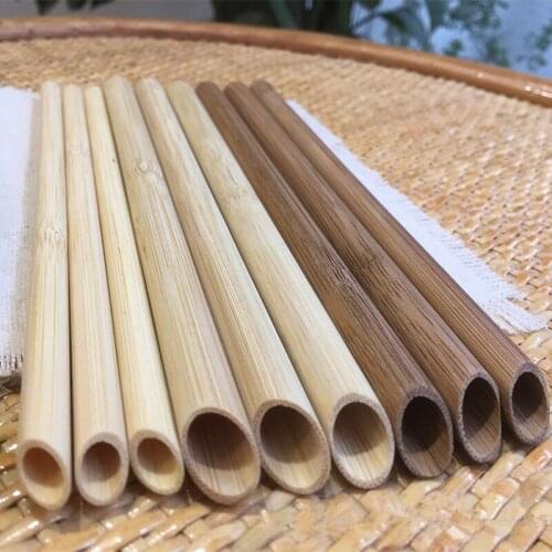 Biodegradable Bamboo Drinking Straw Pointed Bubble Milk Tea Smoothie Straws Wide Big Eco Friendly Reusable Straw For Boba Tea