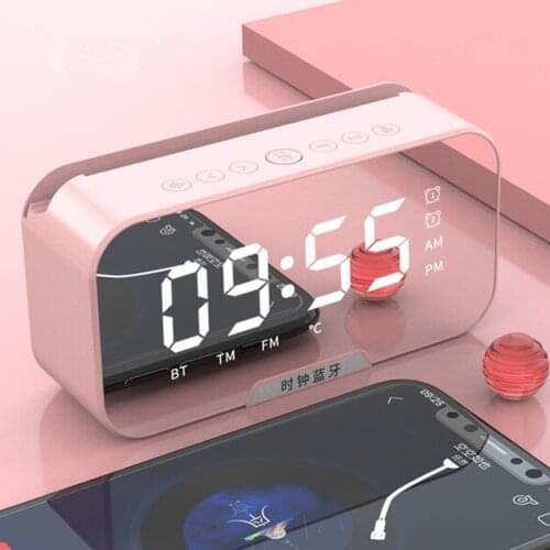 Bluetooth Clock LED Mirror Screen Alarm Clock Speaker Radio Alarm Clock Small Stereo Card Portable MP3 Multi-function