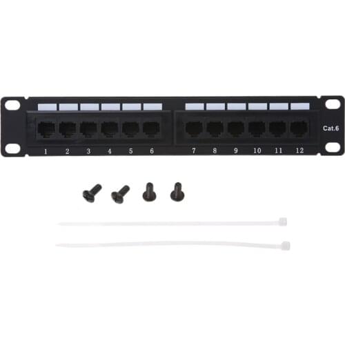 Cat6/Cat5e 12 Port RJ45 Patch Panel UTP LAN Network Adapter Cable Connector