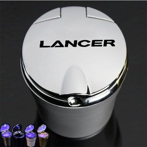 For mitsubishi Lancer 2020 Car Logo Ashtray With LED Light Car Ashtray Trash Box Creative Personality Ashtray Car Sign Ashtray
