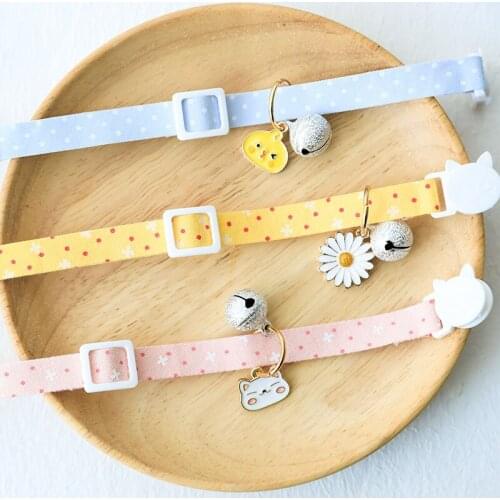 DOUKOU Original Hellokitty Cat Dog Collar Adjustable Cute Pet Collar Chrysanthemum Cherry Pearl Hollow Pendant For Kitten Puppys