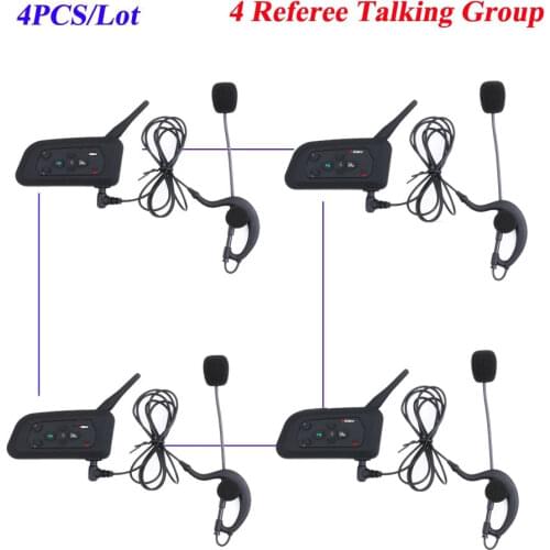 4Pcs/Lot Vnetphone Bluetooth Intercom Full Duplex Football Coach Judger Earhook Earphone Referee Walkie Talkie Intercom Headsets