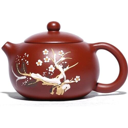 Mud Painted Pine Messi Pot Zisha Teapot Yixing Handmade Pot Kung-fu Teaware Purple Clay Drinkware For Puer Green Black Chinese
