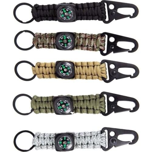 Climbing Carabiner Emergency Tools Caming Equipment Hunting Accessories Cord Keychain Ring Buckle Hooks Outdoor Survival Kit
