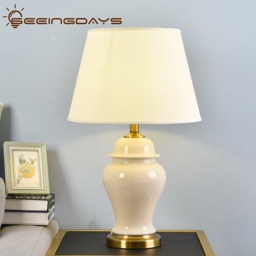 Chinese Style Classical Ceramic Table Lamps For Living Room Bedroom Button Swicth 110v 220v E27 Bulb Bedside Lamps Home Decor