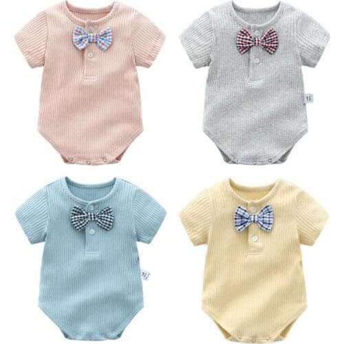 Baby Boy Girl Short Sleeve Candy Color Rompers Summer Baby Rompers Infant Boy Girl Cotton Clothes Baby Boy Girl Rompers