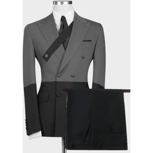 2021 New Arrival Double Breasted Wedding Suits For Men Slim Fit 2 Pieces Groom Tuxedos Custom Prom Party Suits(Jacket+Pant)