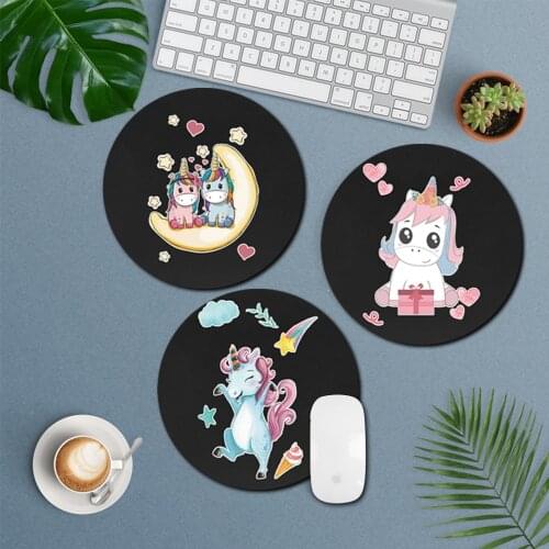 Mouse Pad Cute Cartoon Pattern Desk Mat Pads Waterproof Laptop PC Mice Pad Mat Gaming Mousepad Round Shape