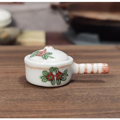 Doll House Mini Ceramic Single Handle Milk Pot Play House Model Toy Accessories Kitchen Dollhouse Furniture Toys For Children