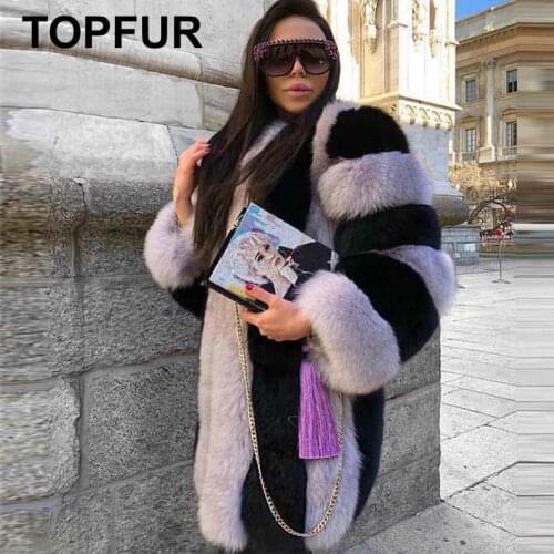 TOPFUR 2021 Hot Sales Real Fox Fur Coat Natural Fox Fur Long Thick Warm Winter Woman Jacket Stripe Elegant Genuine Fur Outerwear