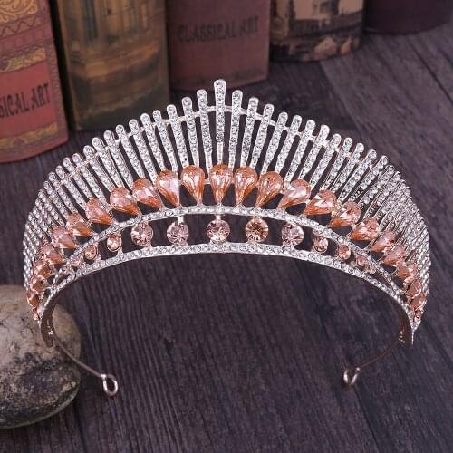 New Diamond Wedding Tiara Crown, Peacock Tail Shape Alloy Inlaid Rhinestone Bridal Crown Headband Bridal Hair Accessories