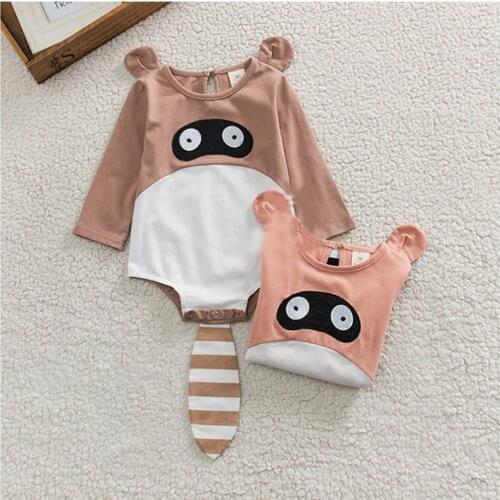 Newborn baby clothes Cartoon little raccoon baby boy/girls rompers long sleeve jumpsuit spring/sutumn overalls for kids