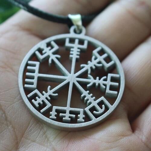 Lanseis 1pcs viking odins symbol of norse runic necklace Runes Vegvisir Vikings pendant stainless steel jewelry